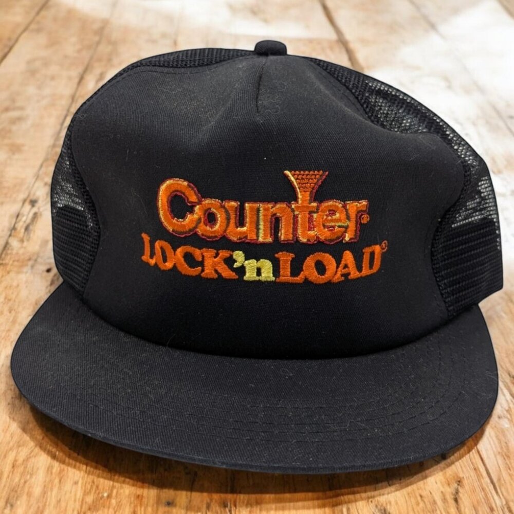 K-Products Vintage Counter‎ Lock'n Load Black Mesh Trucker Snap Back Hat Cap